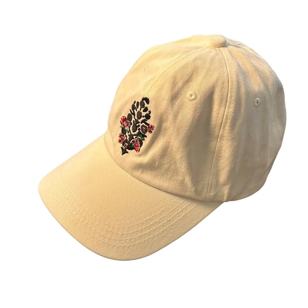 Free People Blooming Buti Baseball Hat White Floral Embroidered Cap Adjustable